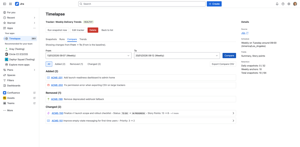 Compare tab showing added, removed, and changed issues