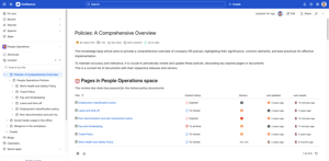 Embed a live list of expired and to-review pages anywhere in Confluence, for example, a policy hub that shows each document's status and owner at a glance. The list updates as page statuses change.
