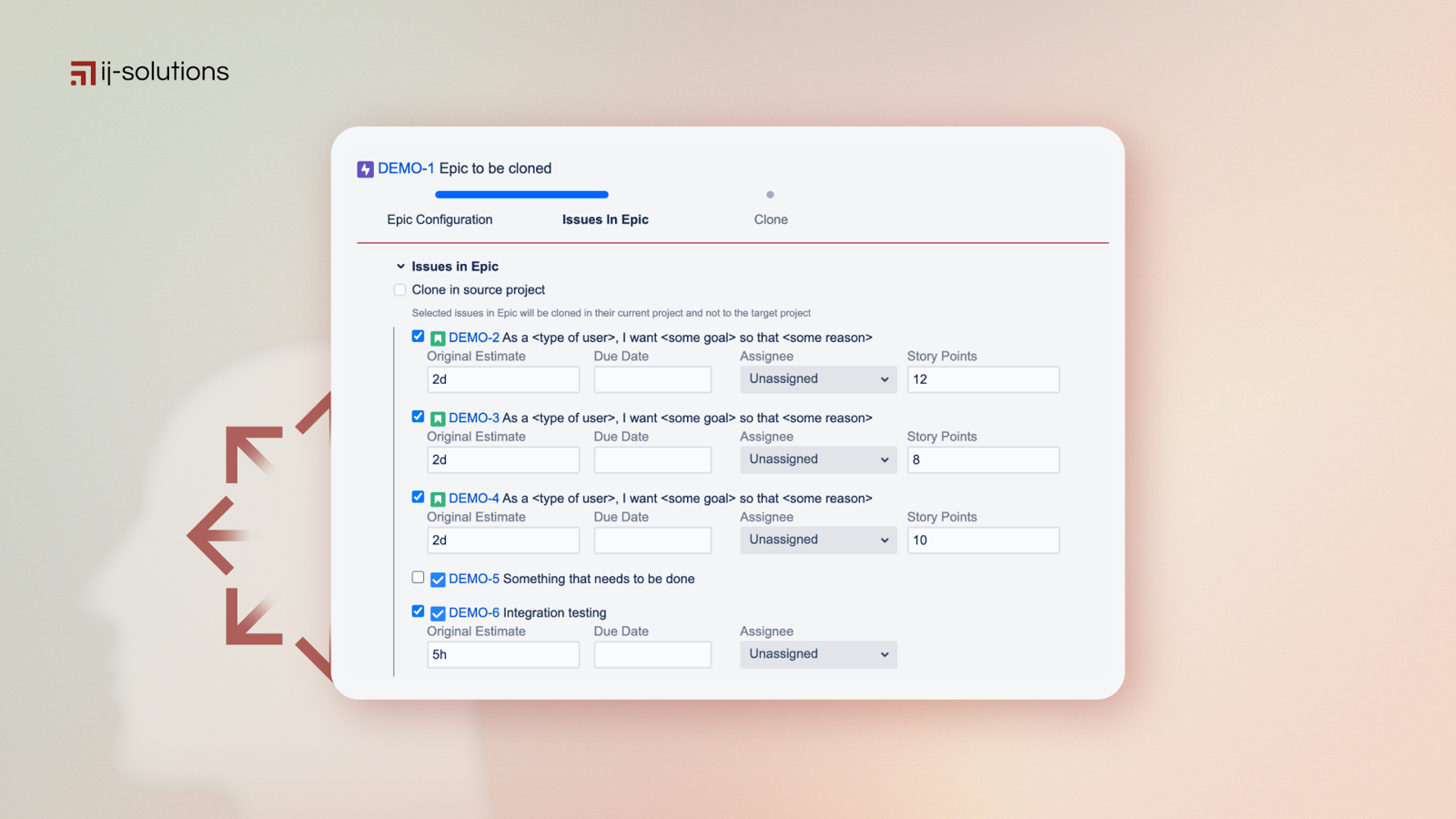 Choose specific issues to clone, including child issues, links, and even attachments—all in one menu for effortless operation.