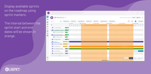 Display available sprints on the roadmap by using sprint markers. The interval between the sprint start and end date will be colored with orange.