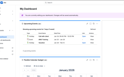 Upcoming events gadget
