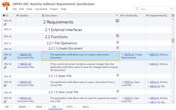 Browse live traceability matrix in ReqView.
