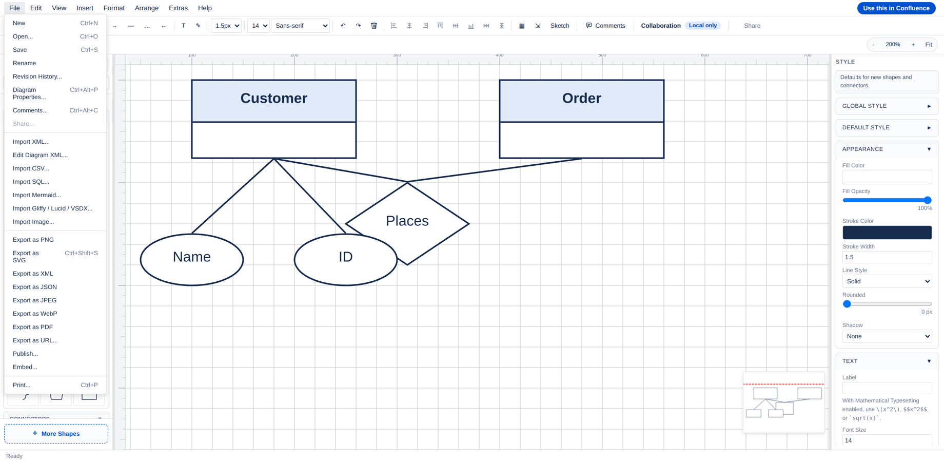 Shape libraries for technical, process, planning, cloud architecture, and wireframe diagrams.
