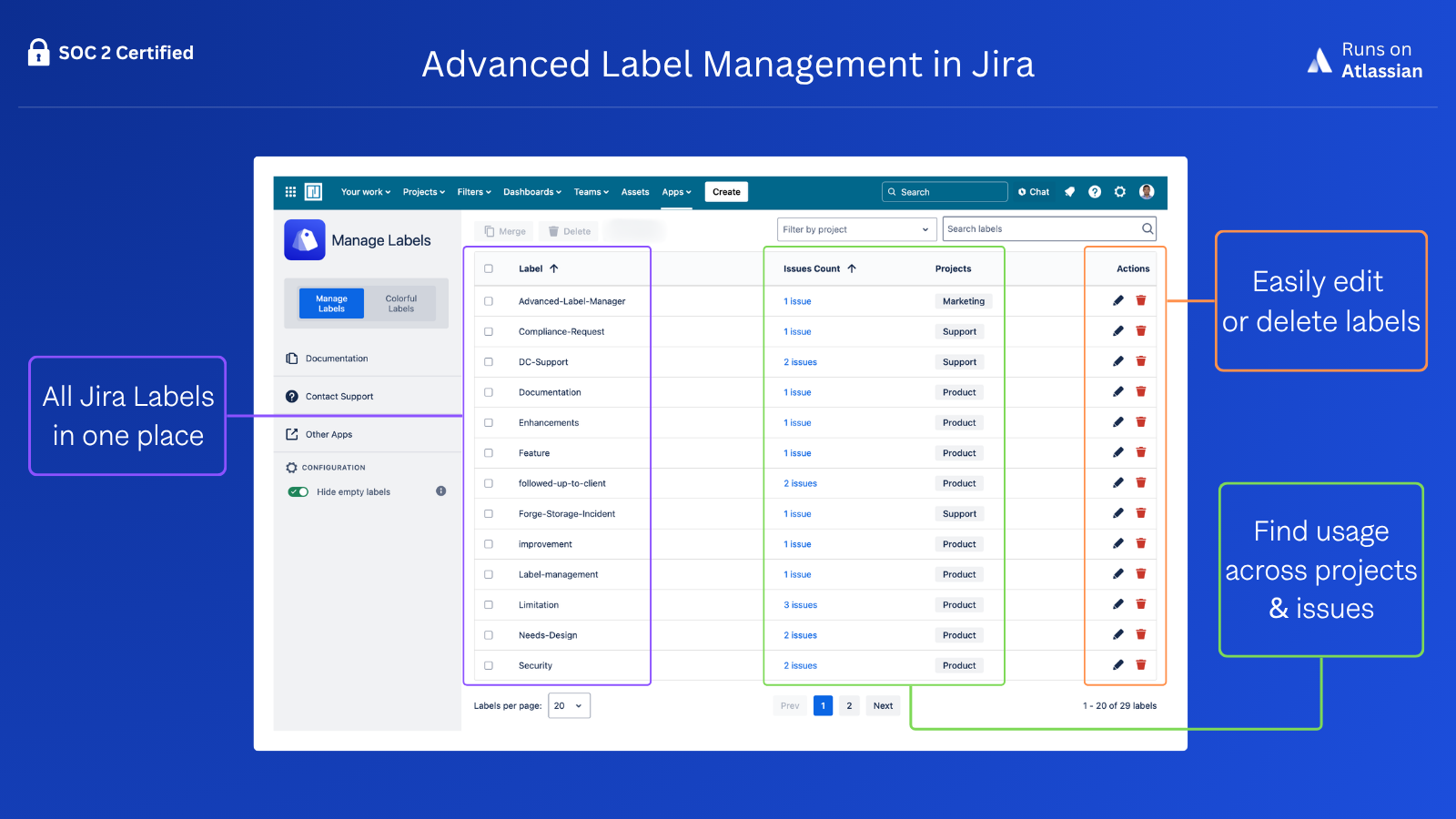 Manage all your Jira labels in one place