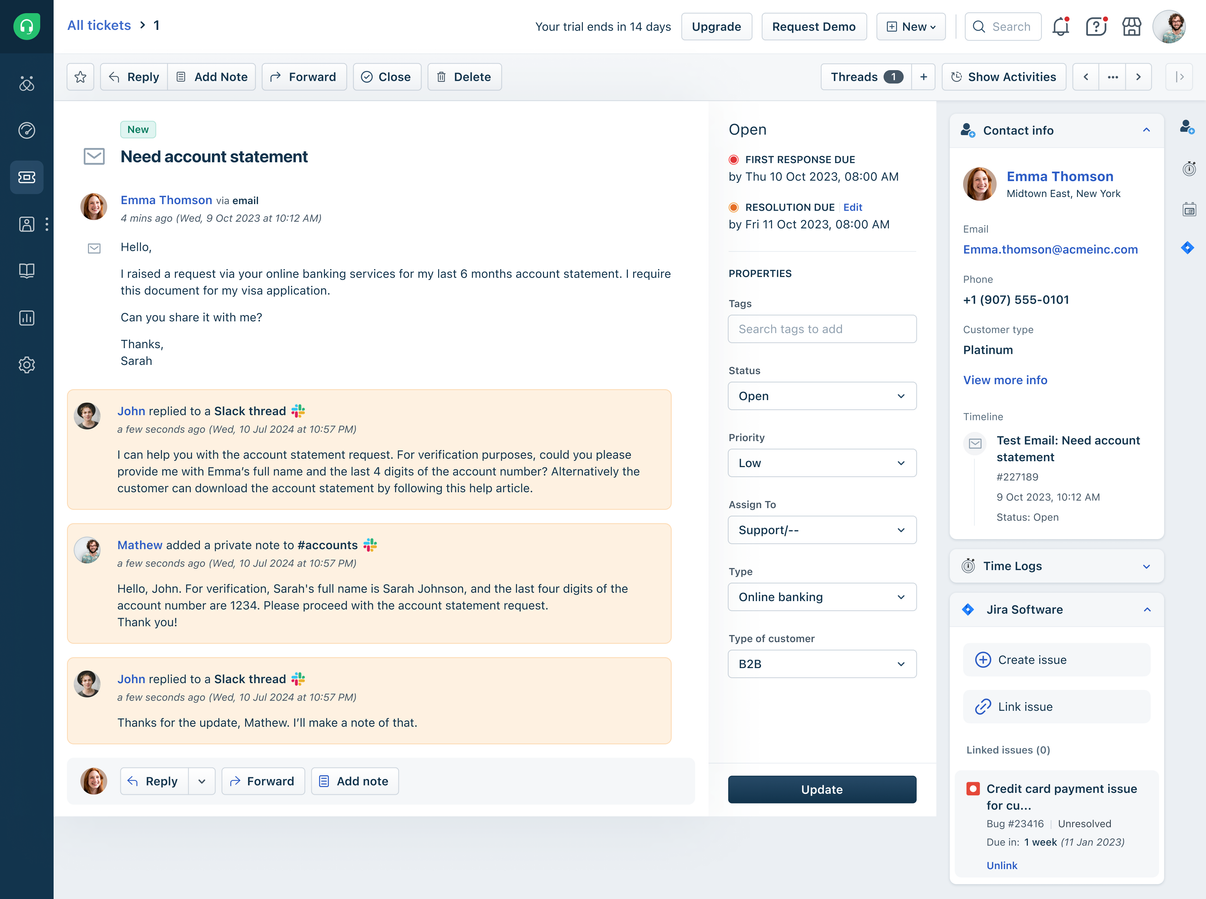 Jira app on Freshdesk