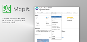 Go from the issue to Mapit to see in a map where the issue is located.