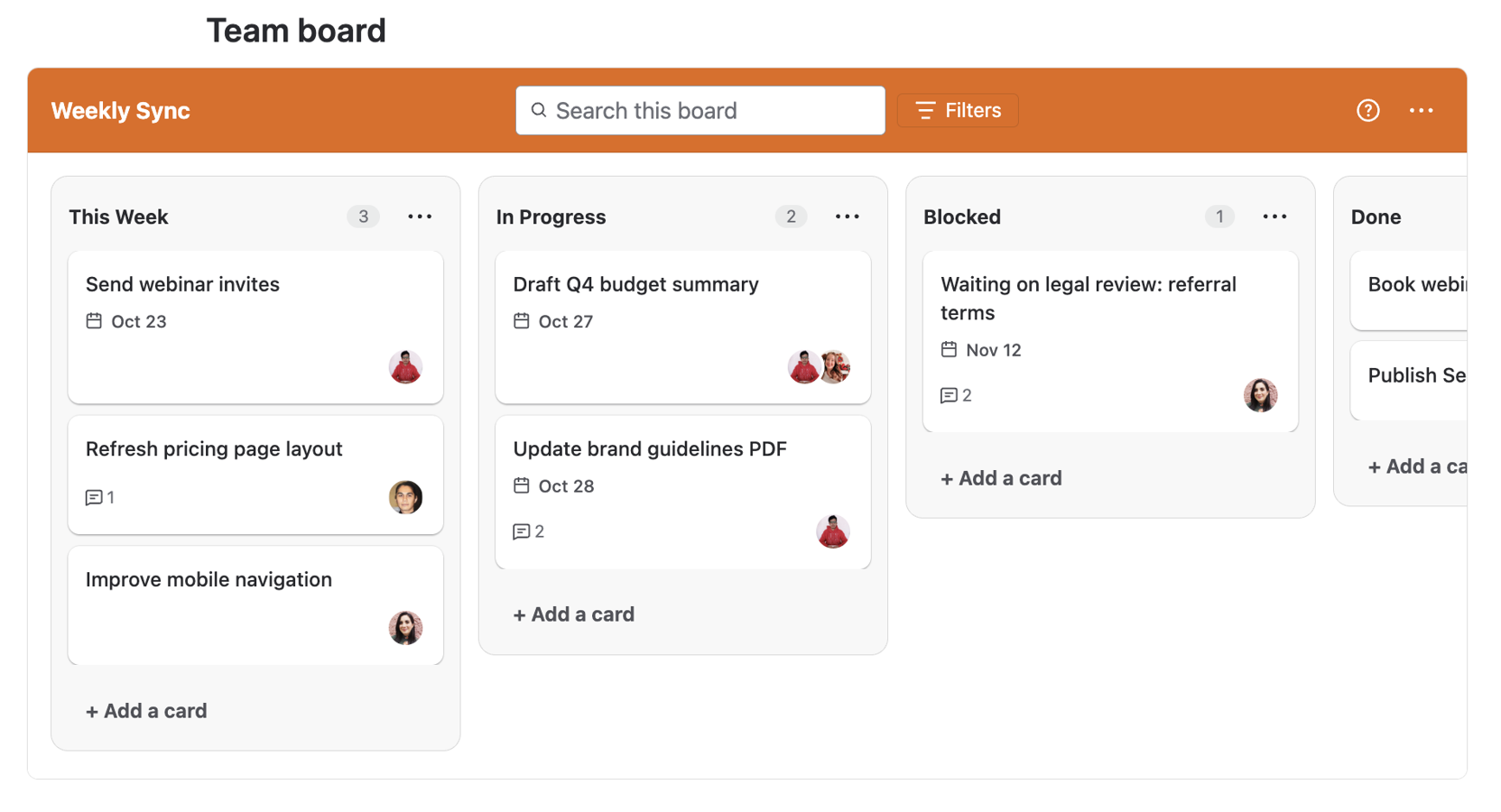 Create drag-and-drop task boards with lists and cards to keep personal and team work organized in one place.