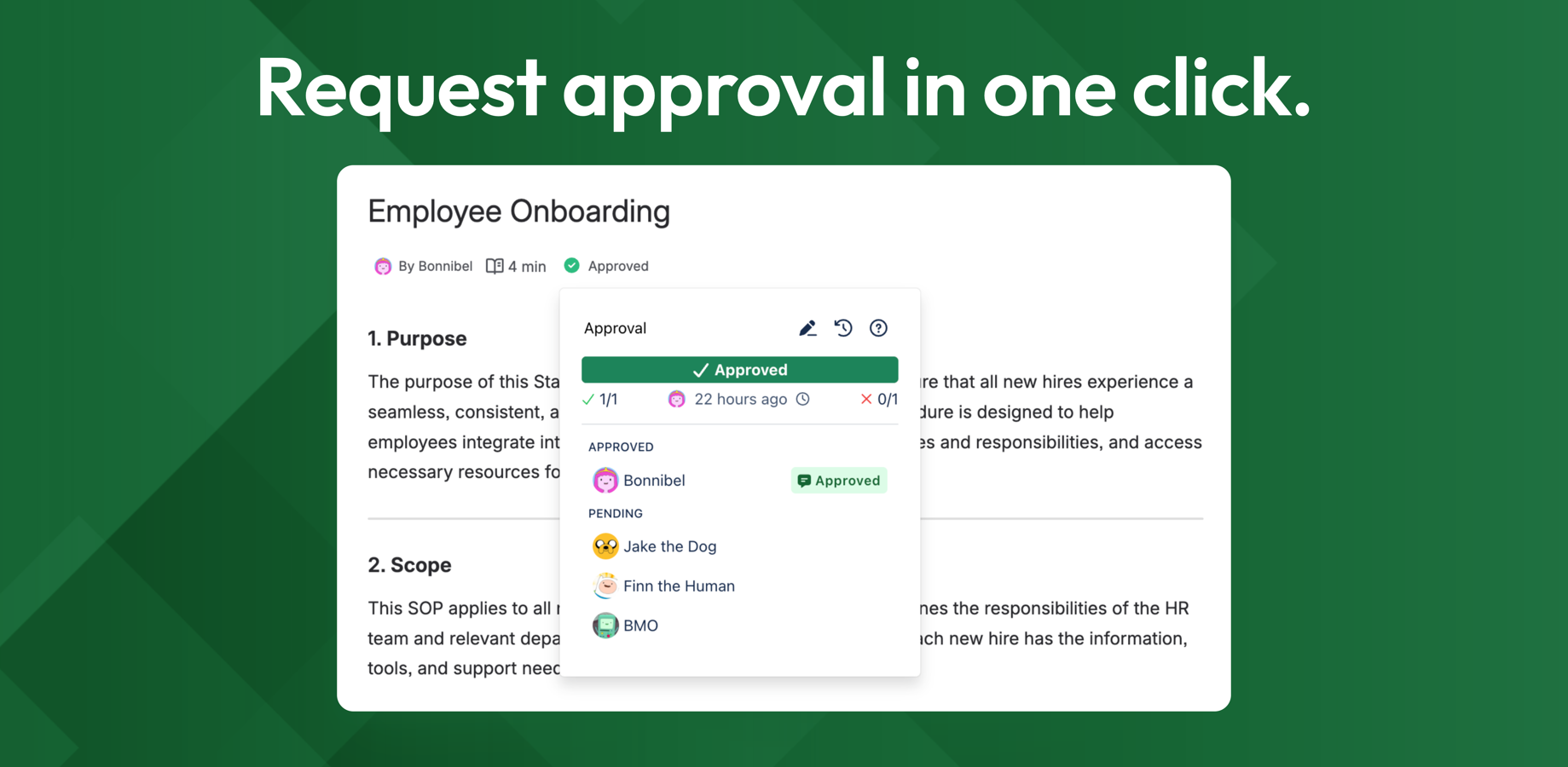 Streamline approvals with Capable! Request approvals directly from Confluence pages, with smart user suggestions.