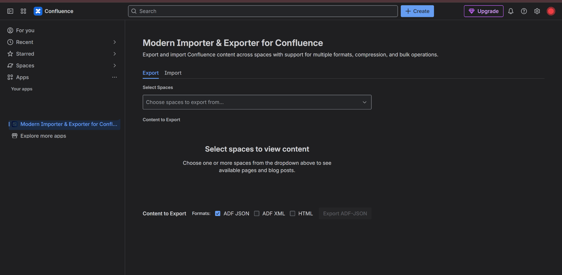 Bulk export in multiple formats