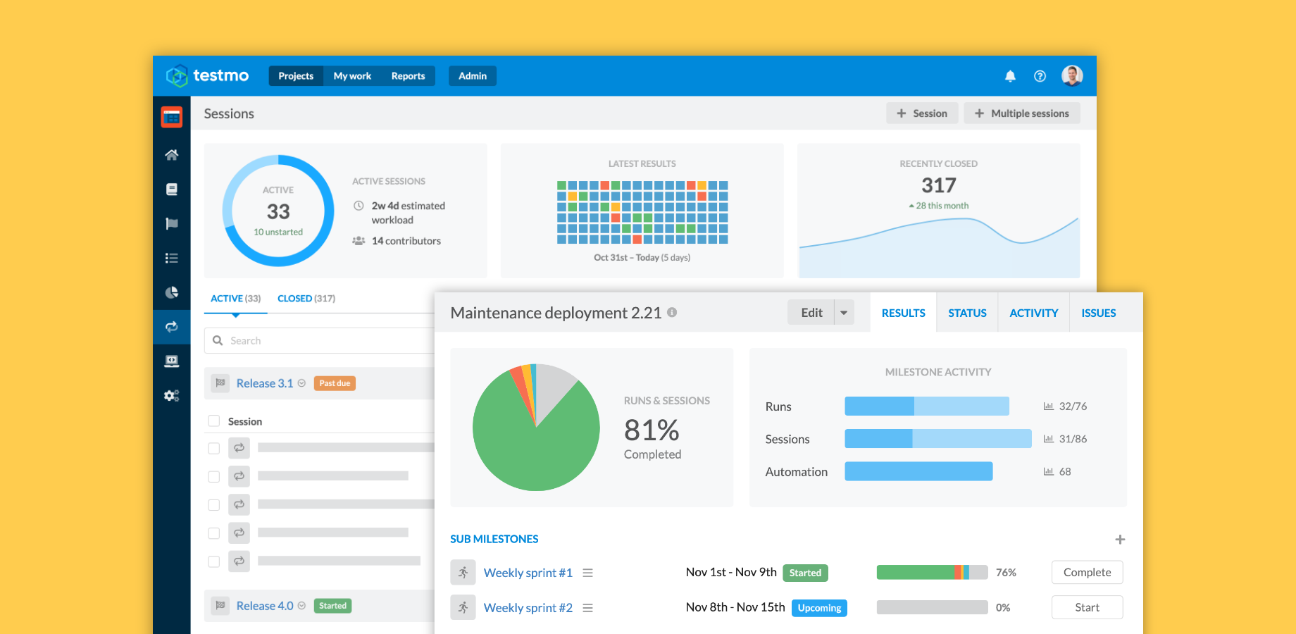 Testmo unifies manual test case management, exploratory testing and test automation in one powerful platform.