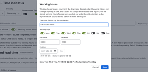 Working hours are yours to set: timezone, days, hours and holidays. Figures are computed under your calendar, never a vendor default.