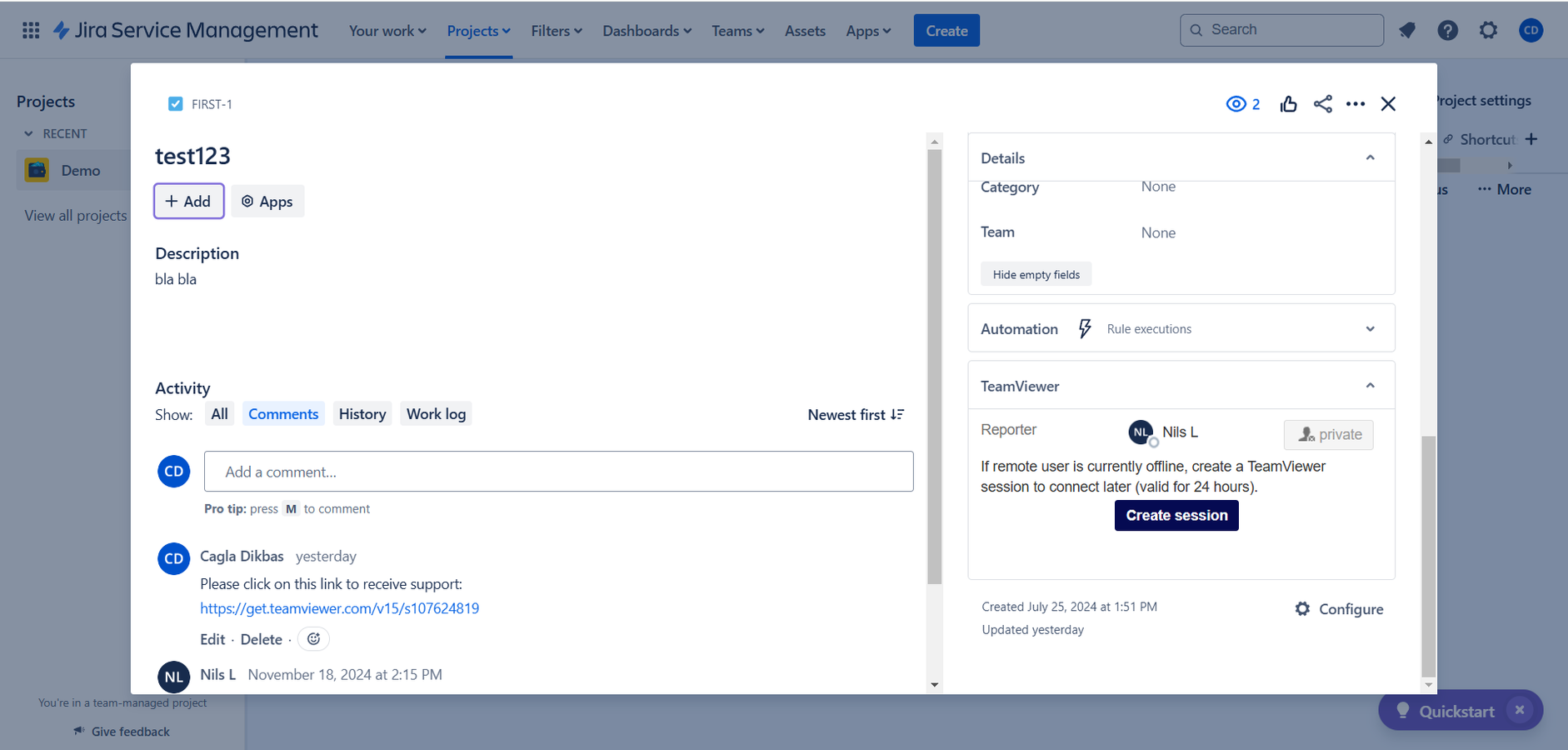 Chat, video call, remote control and presentation