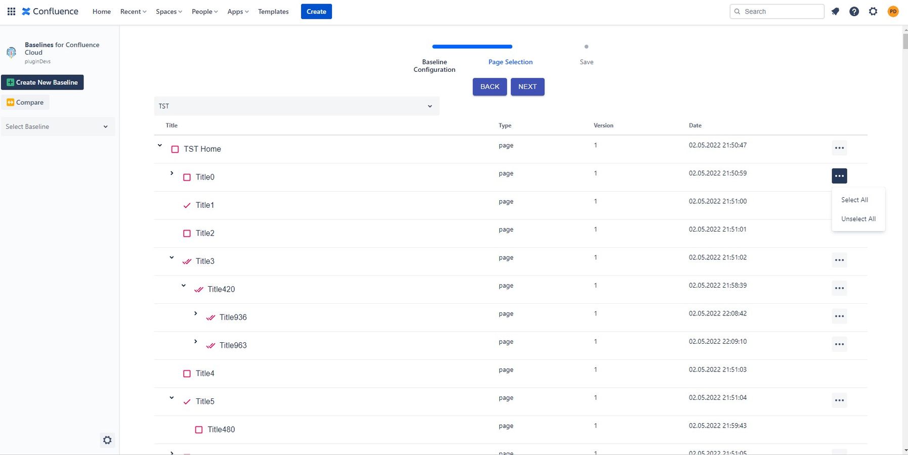You can create baselines for your documents and attachments based on specific date and time.