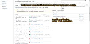 Personal notifications for project watches. Select events to get notified on.