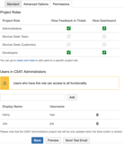 Configurable view permissions for a project