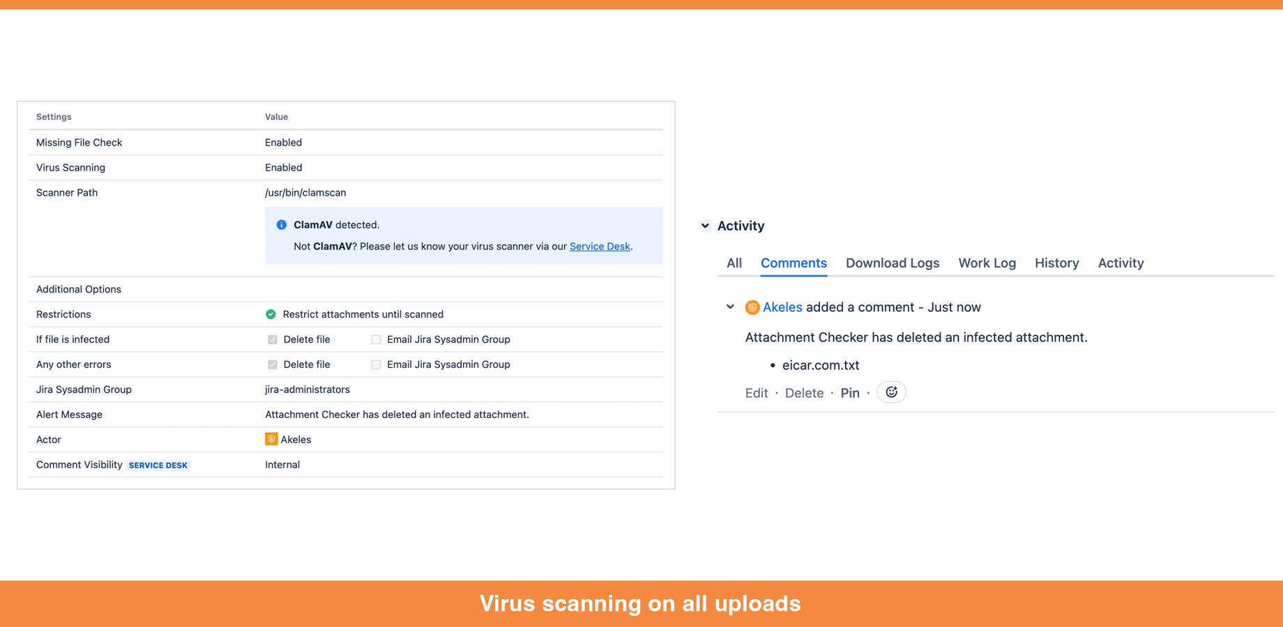 Virus scanning on all uploads
