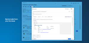 Send Outlook emails from your Jira issue and make the conversation visible for your team. Add more recipients, append issue details, add the email as a comment, or schedule the email.