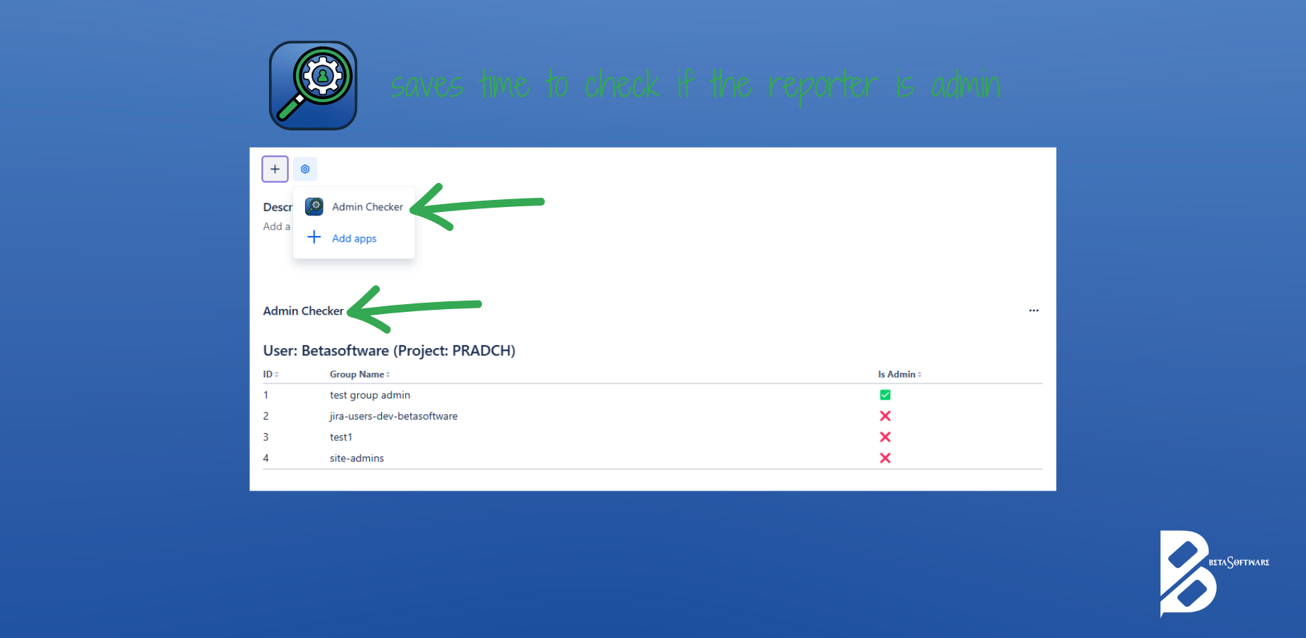 adminCheckerIssuePane: ​Instant Admin Group Check ✅ - View if the issue reporter is a project admin. using the issue panel function.
