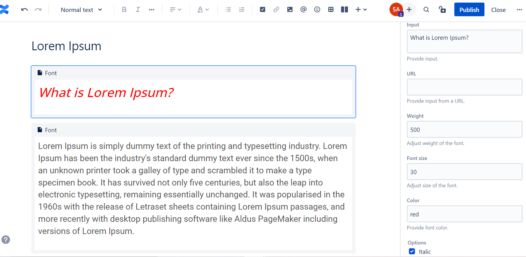 Adjust font text configuration