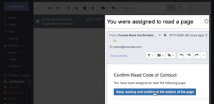 Automatic email notifications let your users know when they've been assigned to read a page