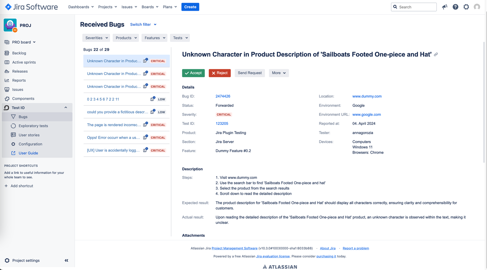 Easily triage and validate crowdtesting bugs reported via Test IO inside Jira.