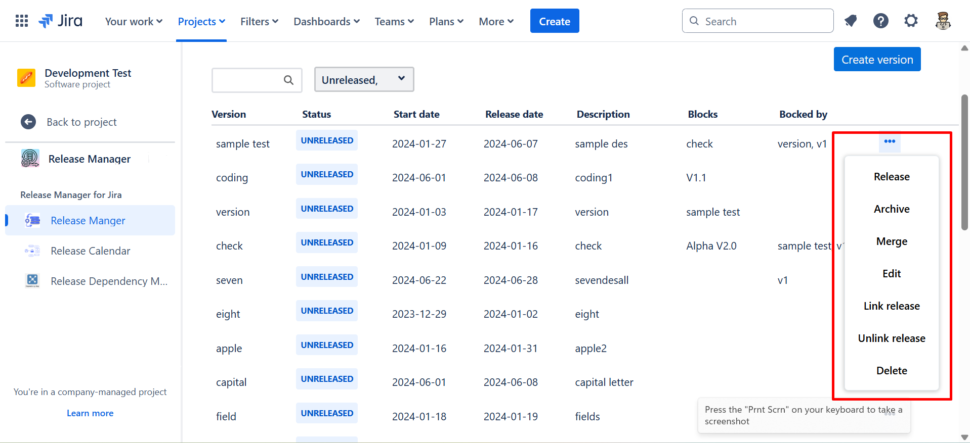 Release Managers Actions