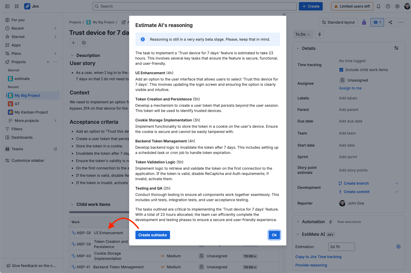 Step 3 - Generate a task breakdown with Reasoning