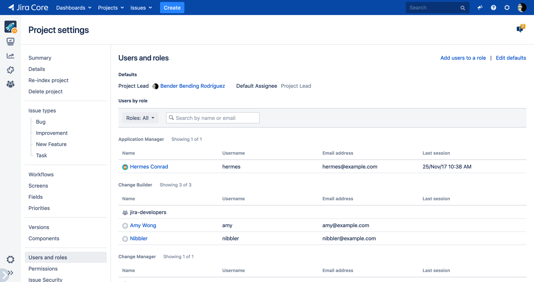 When assigning a group to a project role, the group and also the list of users of the group is shown in the table of the new Roles item in the sidebar
