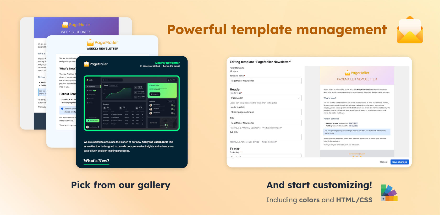 Template management for PageMailer