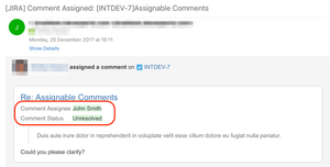 On comment assigned event there is a standard-like e-mail notification sent to related users.