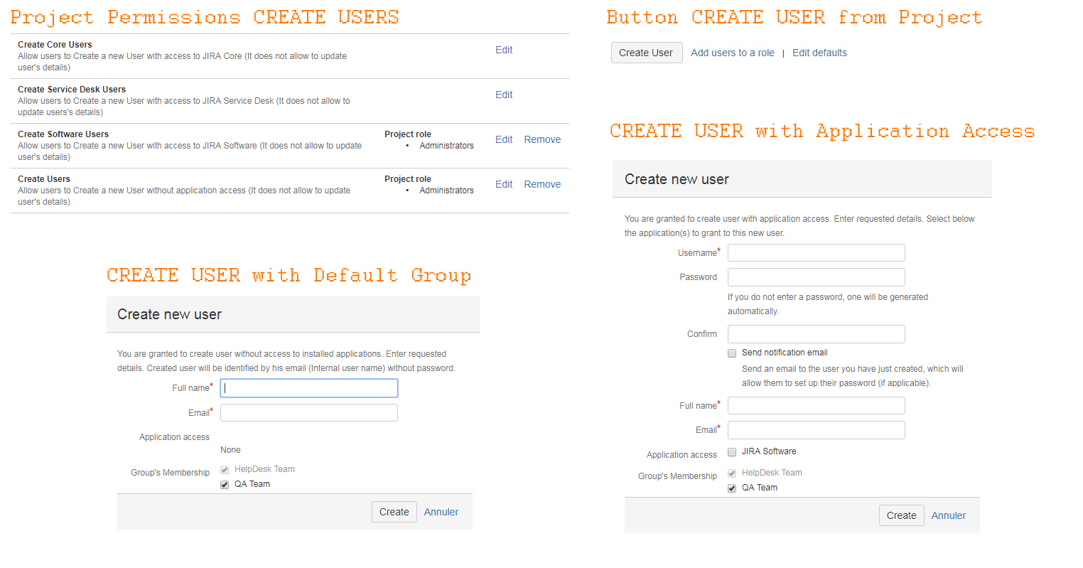 Let granted users create their team members from Project Administration, with or without Application Access and with or without Default Groups