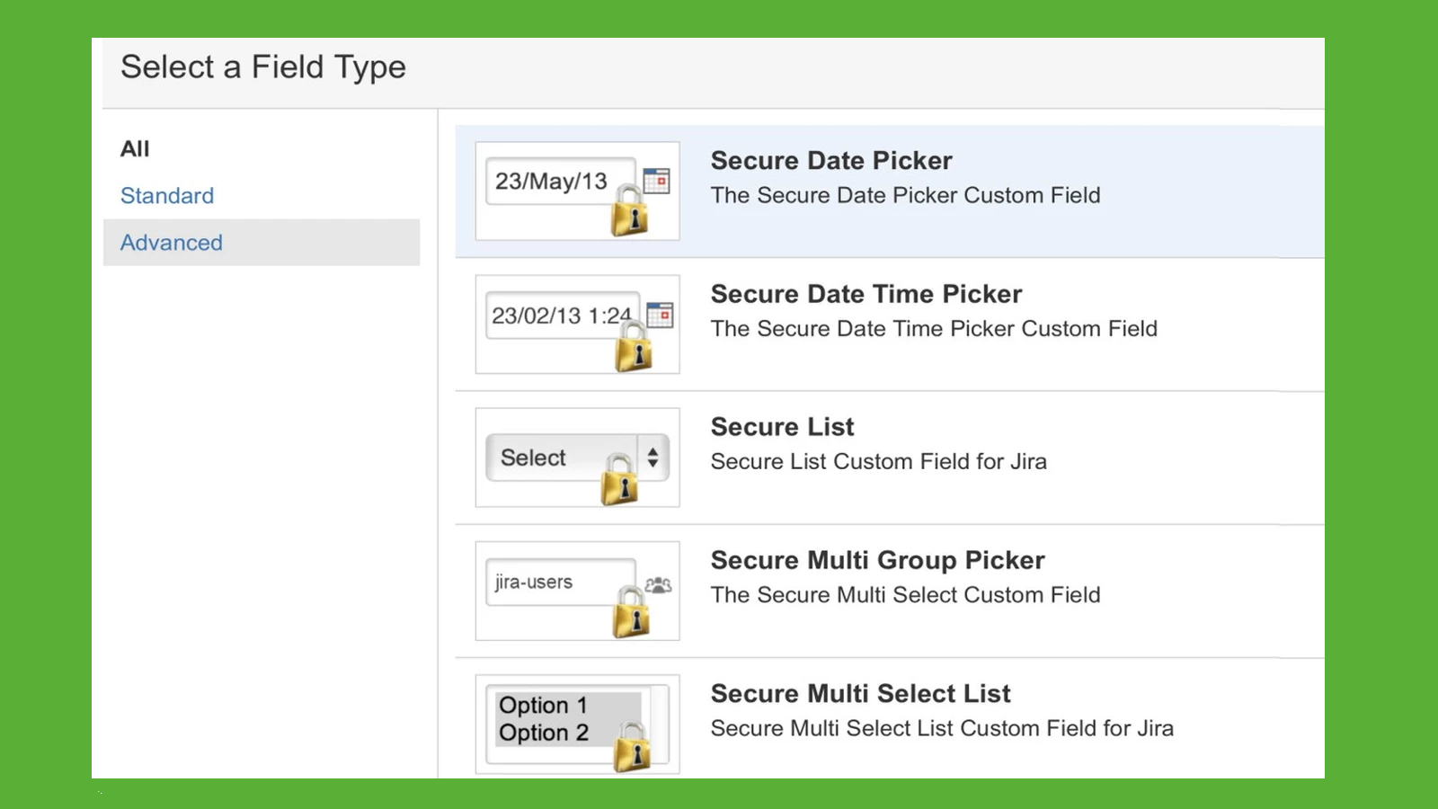 Just choose your custom as you add standard custom fields.