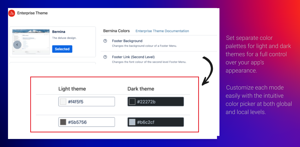 Full design control, day or night. Easily customize light and dark themes with intuitive color settings—globally or per space.
