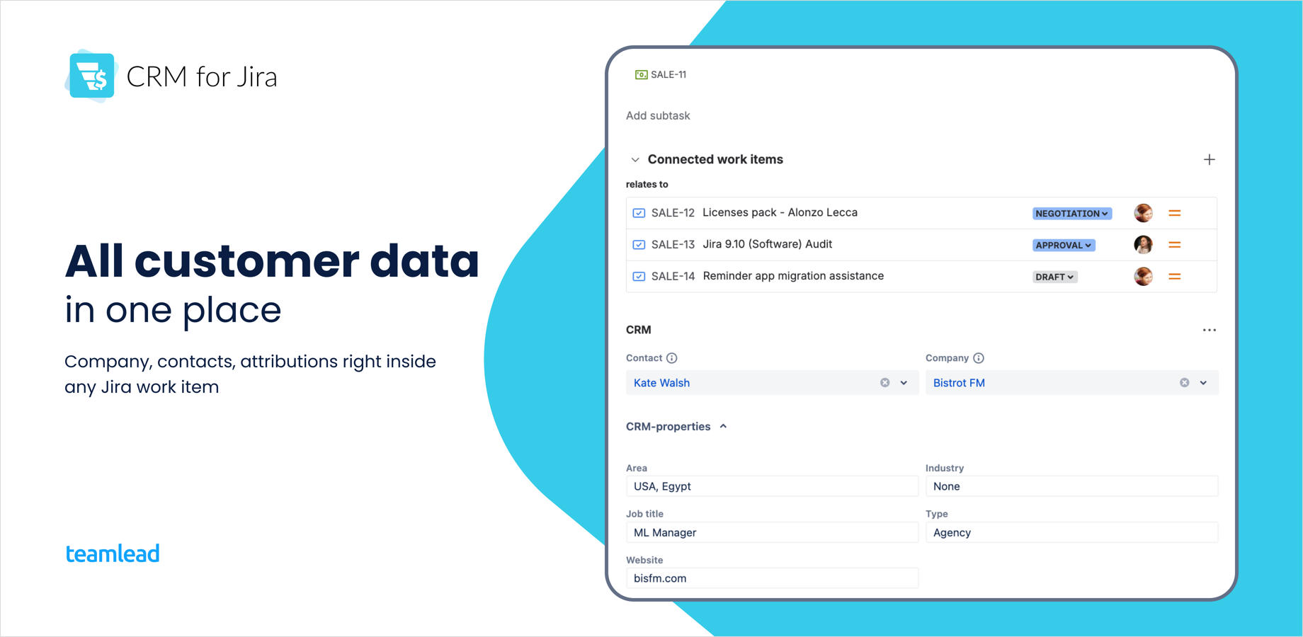 CRM for Jira, Jira customer management, Jira contacts, Jira companies 