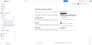 The acknowledgement panel on a Confluence page: who has signed, and the button every employee uses.