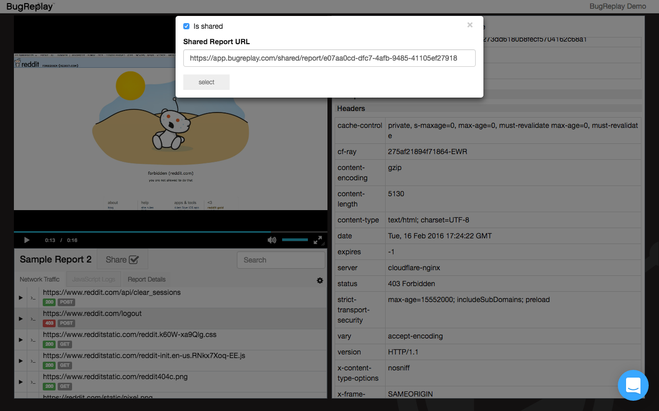 Easily generate a shareable link from the report or from your dashboard.