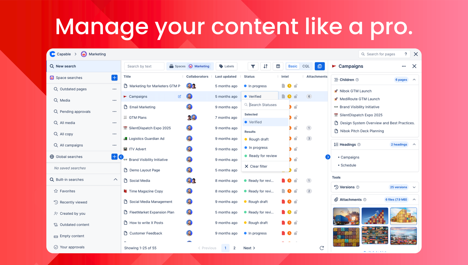 Find exactly what you need with advanced filters, sorting, and saved searches.