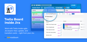 Work with Trello inside agile Jira board. View, update, and transition cards - right from your Jira
