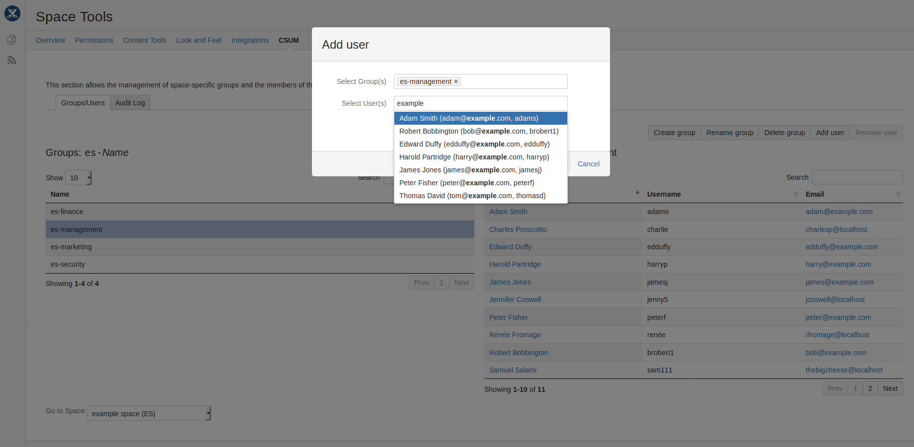 Bulk add/remove users from space groups