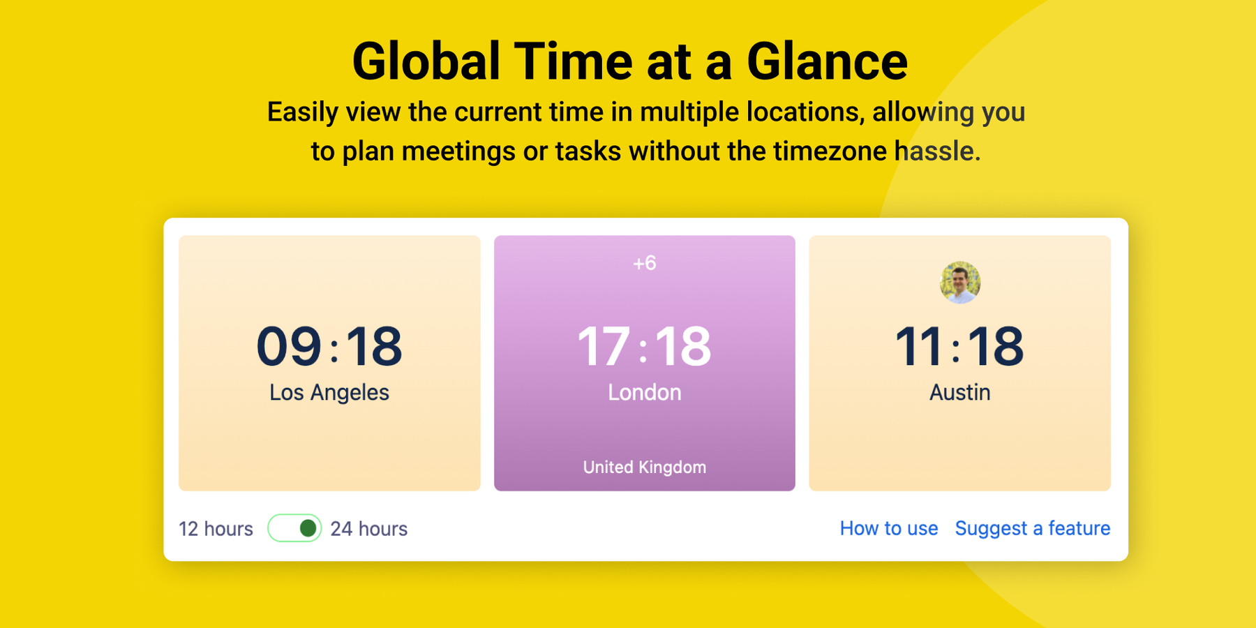 View real-time across various locations, making it effortless to schedule meetings or set tasks across time zones.
