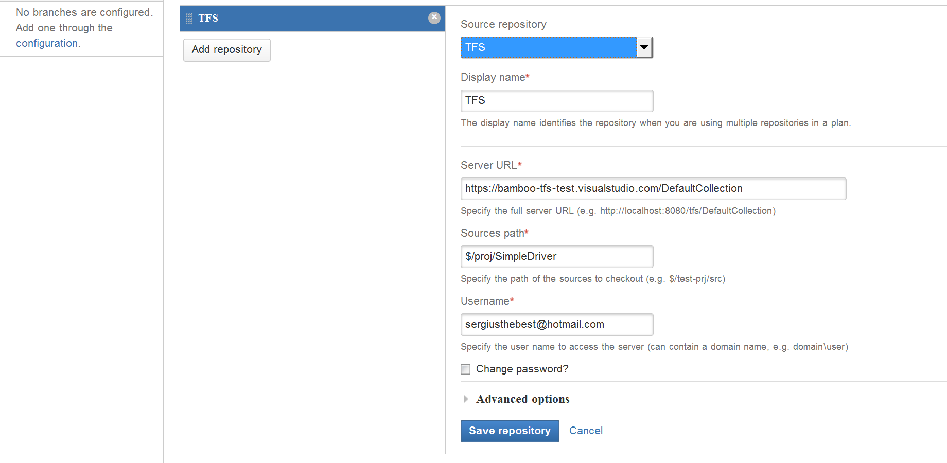 TFS source repository