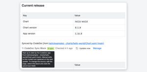 Every block names the app and its source file. Manual edits are replaced on the next update.