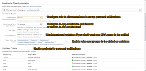 Configure plugin. Including roles and groups available for watches.