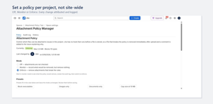 Configure a project's policy: mode, presets and rules in one screen, with every change attributed.
