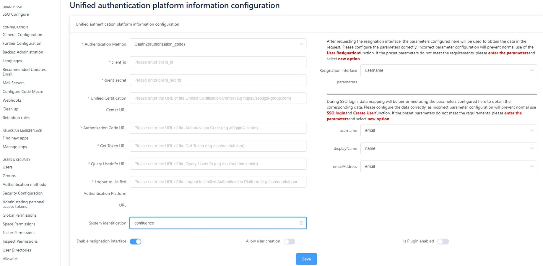 set SSO config