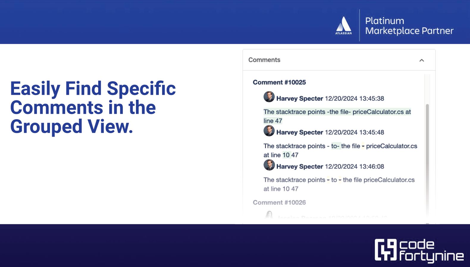 Audit individual comments in the grouped view
The grouped panel groups the changes of each comment within the Jira issue
Inspect single comments & its differences isolated, even if changes are timely widely spread