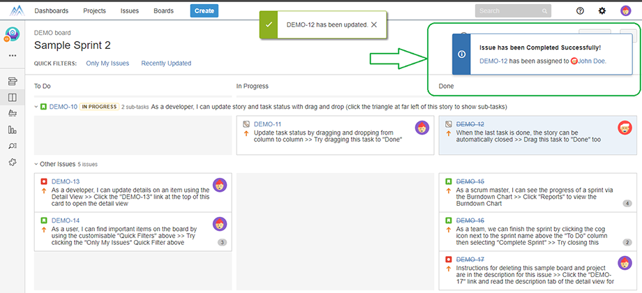 Receive custom notifications on Jira Agile Board