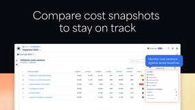 Compare cost snapshots to stay on track