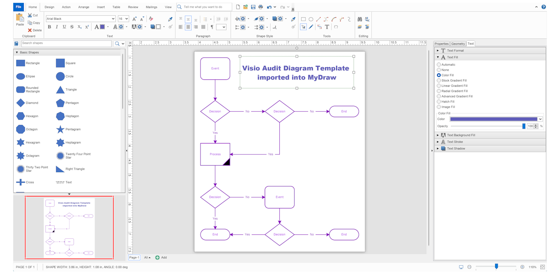 MyDraw features an Office-like UI users know, offers Visio-like capabilities, and provides industry-leading Visio import/export.