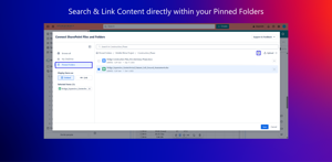 Search and link content directly within your Pinned Folders
